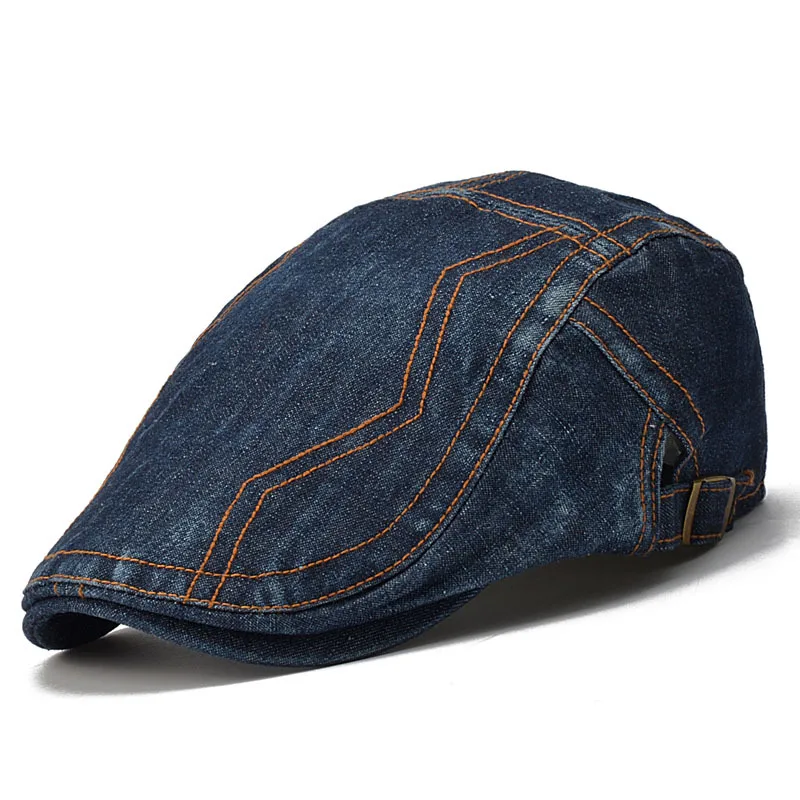 Adult Birthday Gift Male Restore wash old Denim Berets Cool Newsboy Cap ...