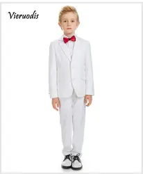 Детские Формальные белые вечерние Смокинги Белый для мальчиков свадебные костюмы для шафера на выпускной 3 шт. комплект