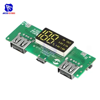 

LED Dual USB 5V 2.1A Micro USB Input Power Bank 18650 Battery Charger Board Overcharge Overdischarge Short Circuit Protection