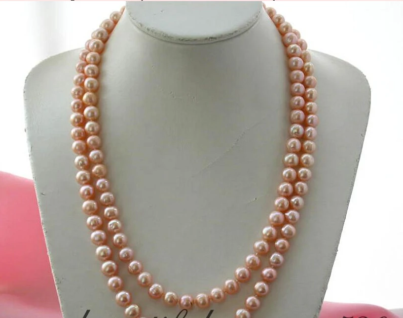 

fast Z2207 Long 50" 11mm pink round freshwater pearl necklace