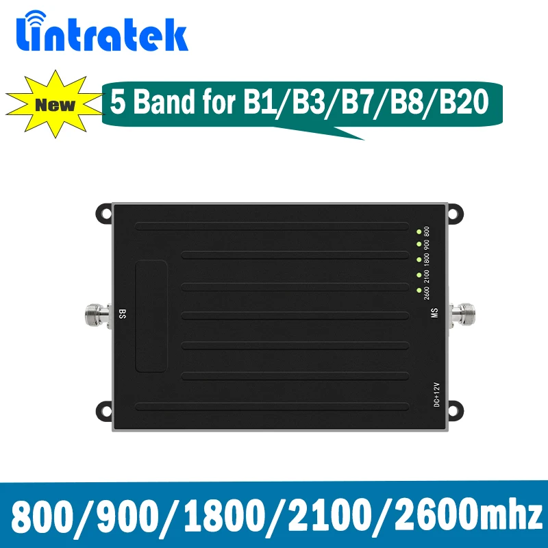 Ретранслятор сигнала Lintratek 3G 5 полос 2G 4G GSM DCS UMTS LTE 800(B20) 900(B8) 1800(B3) 2100(B1) 2600(B7)