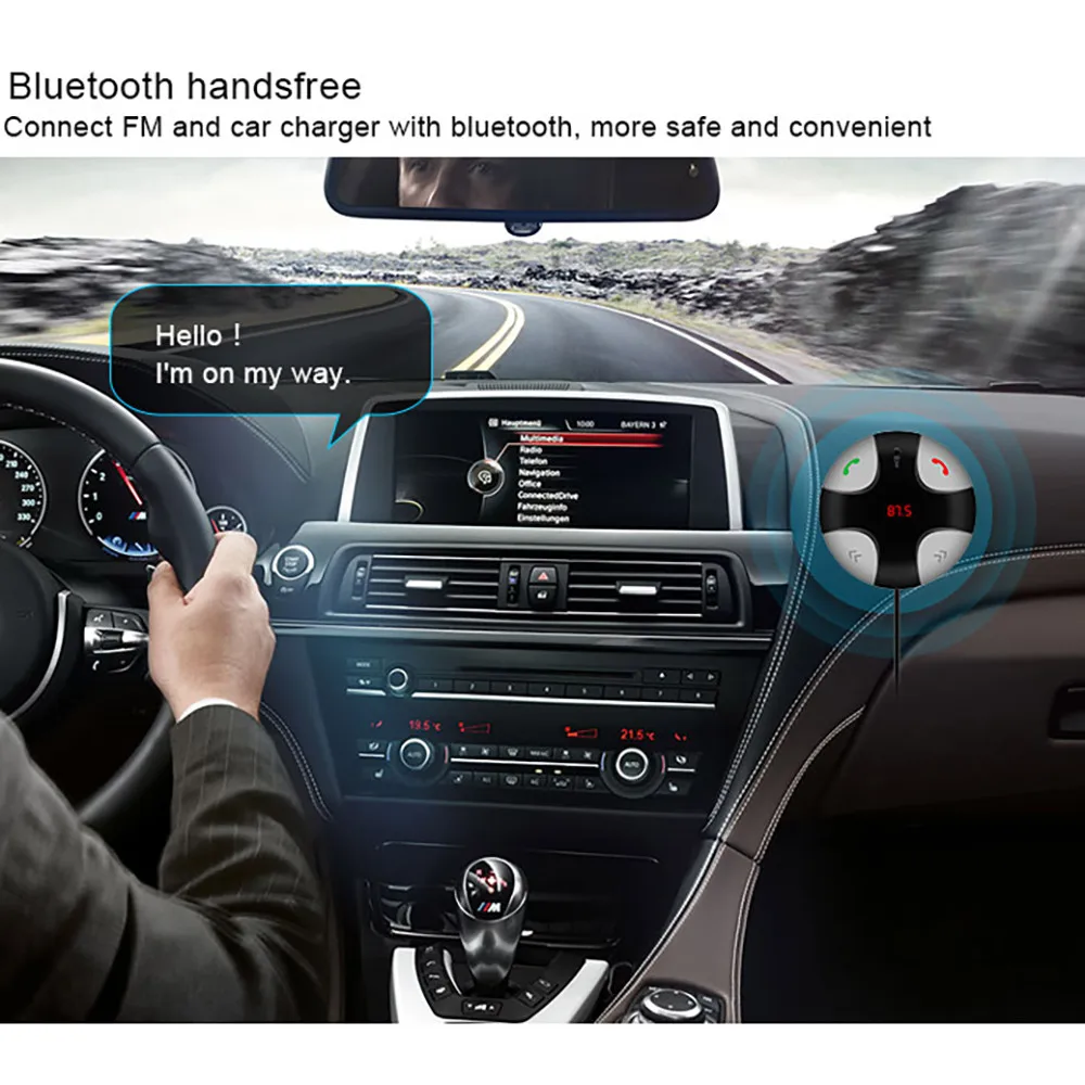 Автомобильный набор, Handsfree, Беспроводной Bluetooth FM передатчик ЖК-дисплей MP3 плеер USB Зарядное устройство автомобильных электронных аксессуаров#@ 30