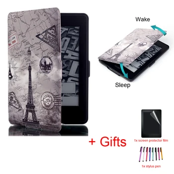 

Smart Magnetic Case Cover for Amazon Kindle Paperwhite 1 2 3th 6inch Tablet Ultra Slim Auto Wake/Sleep Funda Bag Case +Film+Pen