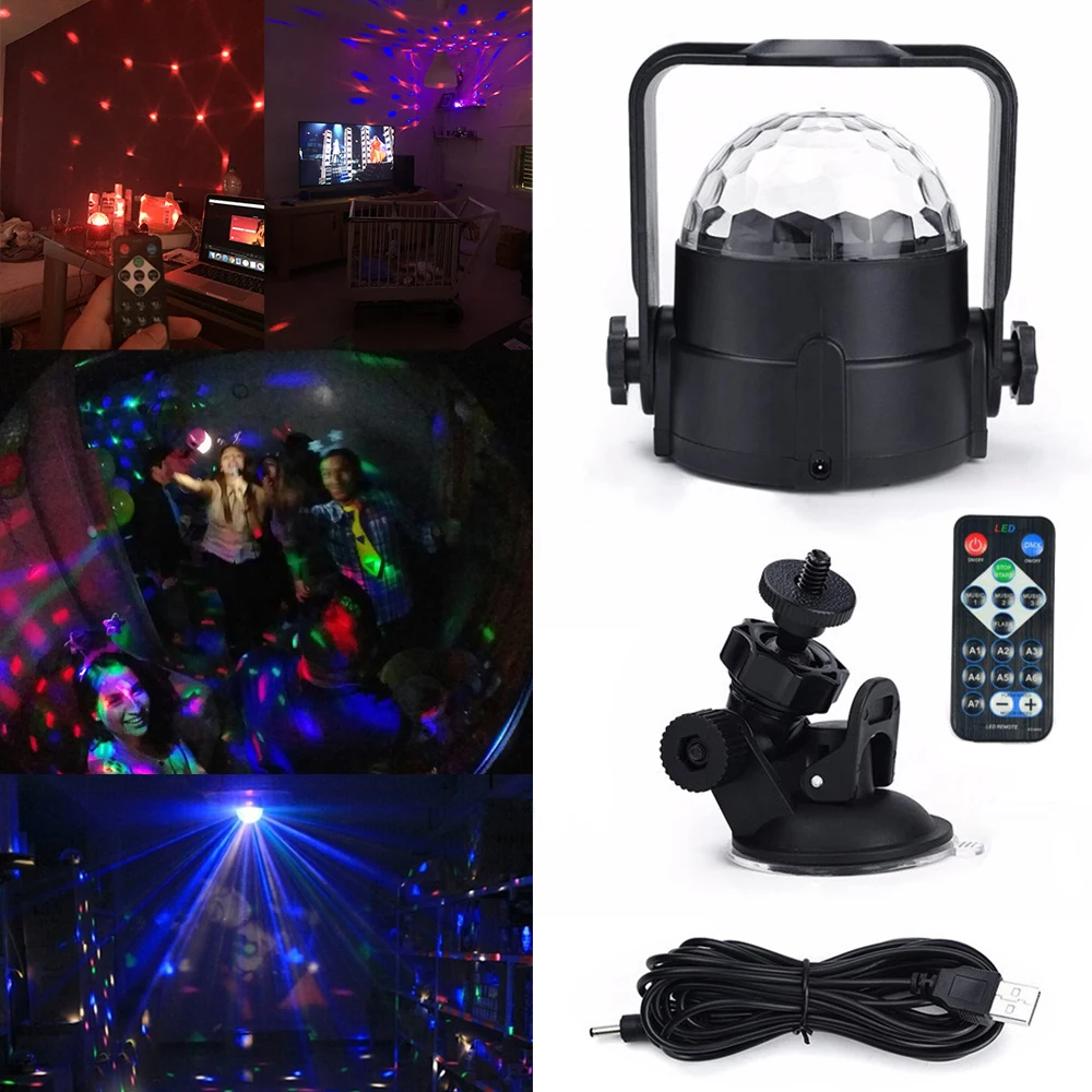 Мини 3 Вт DC5V USB мощность пульт дистанционного управления RGB светодиодный сценический светильник светодиодный вечерние лампы для домашнего использования автомобиля диско-шар светильник s D35