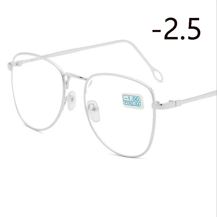 Ретро очки для близорукости с металлическим покрытием, для женщин и мужчин, овальные диоптрийные очки по рецепту, Черная/Серебристая/Золотая оправа-1,0-1,5-2,0-4,0 - Цвет оправы: Myopia 250