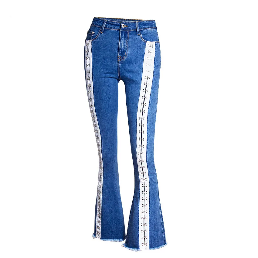 New wide-leg webbed jeans women's trousers (14)