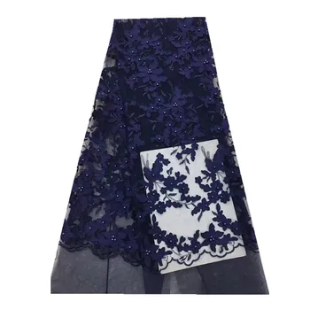 

2018 high quality african tulle lace fabric Wholesale French net lace fabric with beads for Nigeria wedding dp64-448