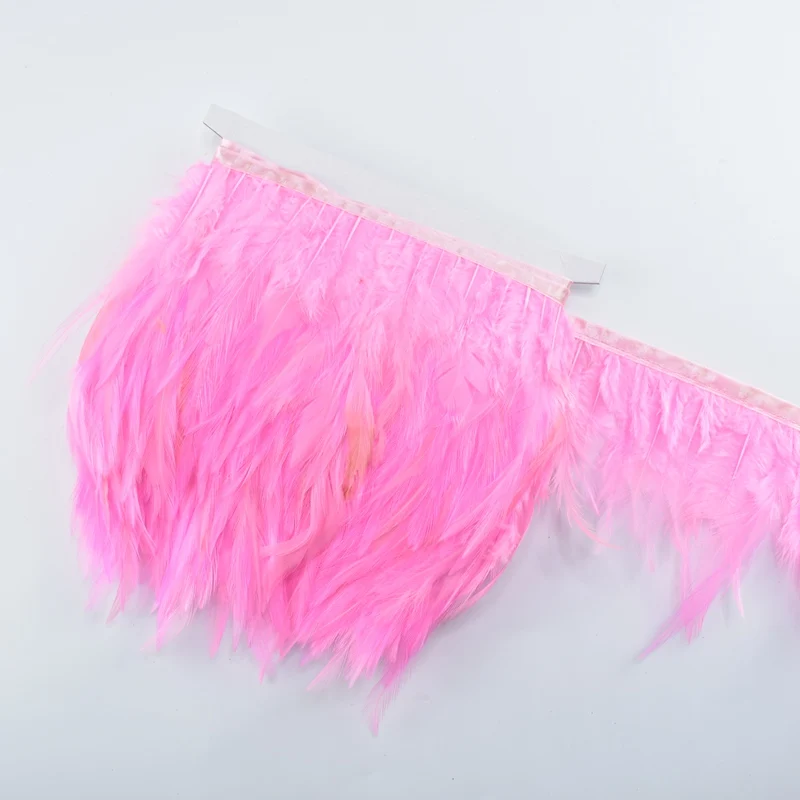 1 метр 10-15 см куриные петушиные перья обрезать ткань боковая лента курица с перьями из хвоста петуха планки праздничная одежда свадебное украшение - Цвет: Hot Pink