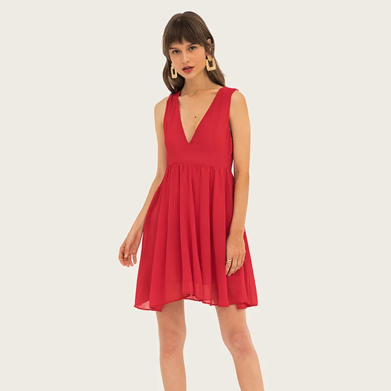 

Wasteheart Summer Women Red Mini Dress V Neck Holiday Sexy Plus Size Club Evening Party Dresses Beach Sundress Short Dress