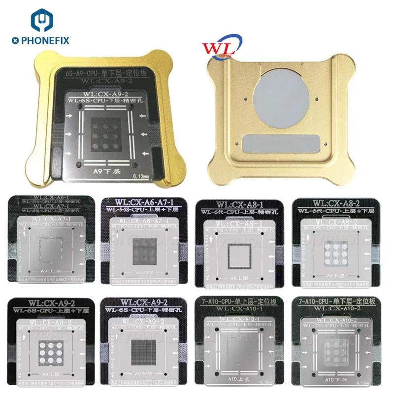 

WL CPU A7 A8 A9 A10 Reballing Stencils phone Reballing Platform with Jig Adapter and Magnetic Base for iPhone 5 6 7 Series