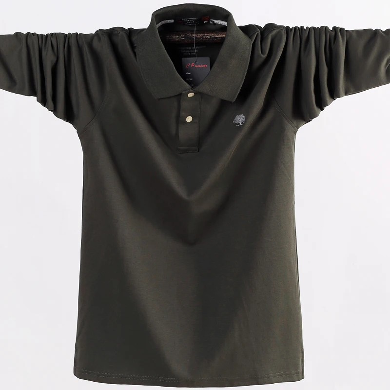 Новая мужская рубашка поло с длинным рукавом размера плюс 4XL 5XL брендовая Tace& Shark рубашка поло мужская хлопковая дышащая Однотонная рубашка поло для мужчин