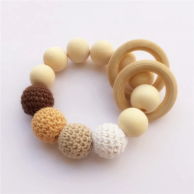 100pcs/lot Round unfinished nature wooded beads Baby pacifier Chain Clip Dummy Teething Jewelry Necklace Wood Beads