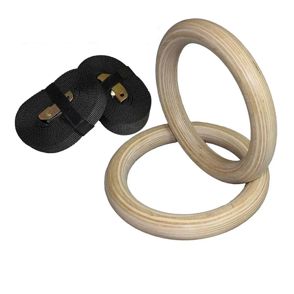 1pair New Wooden 28mm Exercise Fitness Gymnastic Rings Gym Exercise Pull Ups Muscle Ups gymnastic rings