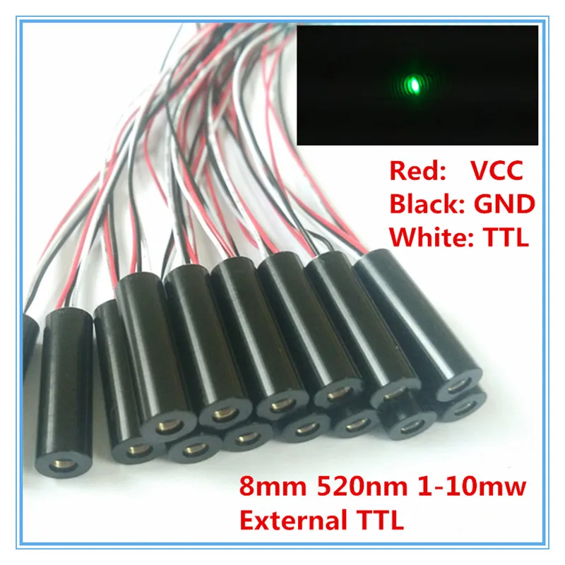 External TTL Control 8mm 1mW 5mW 10mW 520nm Green Dot Laser Diode