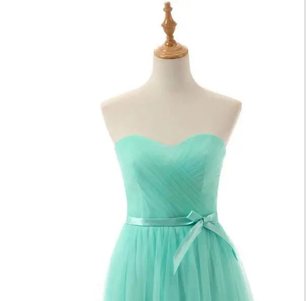 Long Tulle Pleated Bridesmaid Dress