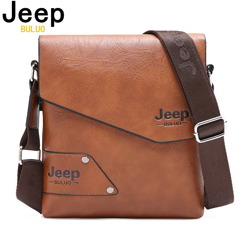 

JEEP BULUO Man Leather Bag Brand Shoulder Crossbody Bags For Men Cow Split Leather Male iPad Business Messenger Briefcase Tote