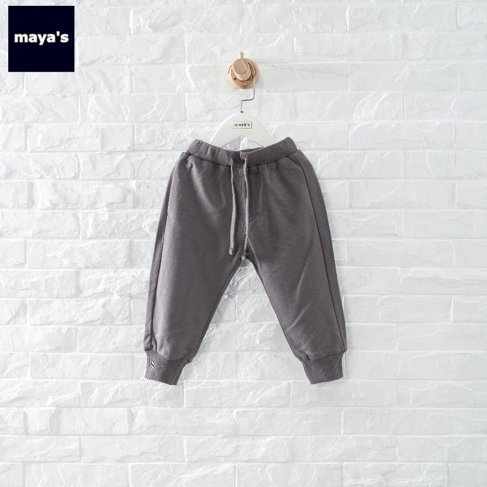 Mayas/Новые модные однотонные прямые детские штаны хлопковые мягкие дышащие с