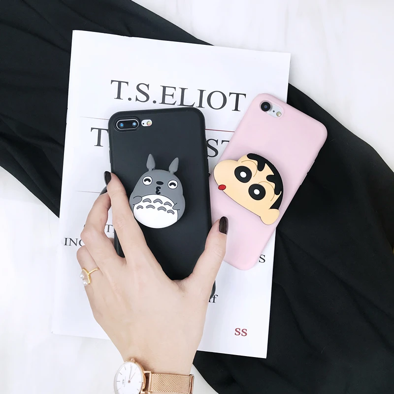 Rilakkuma кольцо с Тоторо Стенд Ручка чехол для iPhone SE 6 7 8 Plus Xs XR MAX чехол для samsung A8 J6 J8 S8 S9 S10 Plus Note 8 9 10