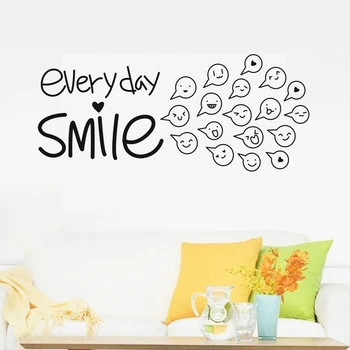

Cartoon funny English decals Every Day Smile Wall Decals Removable Wall Stickers Kids Home Decor Room Art DIY cf33