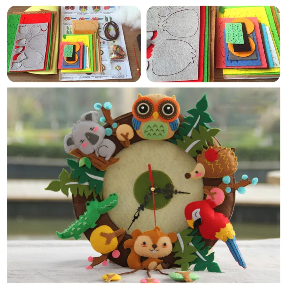 

Cartoon Creativity DIY Children Non-Woven Felt Collage Toys Forest Animal Theme Handmade Cloth Art Retro Toys Room Decoration