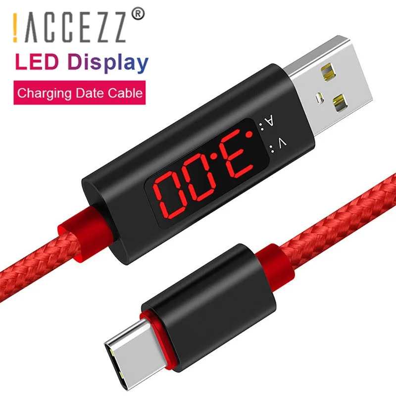 

!ACCEZZ USB Type C Cable Led Digital Display Fast Charging USB C For Xiaomi Mi 9 8 Samsung S9 S10 Huawei P20 Pro Charger Cables