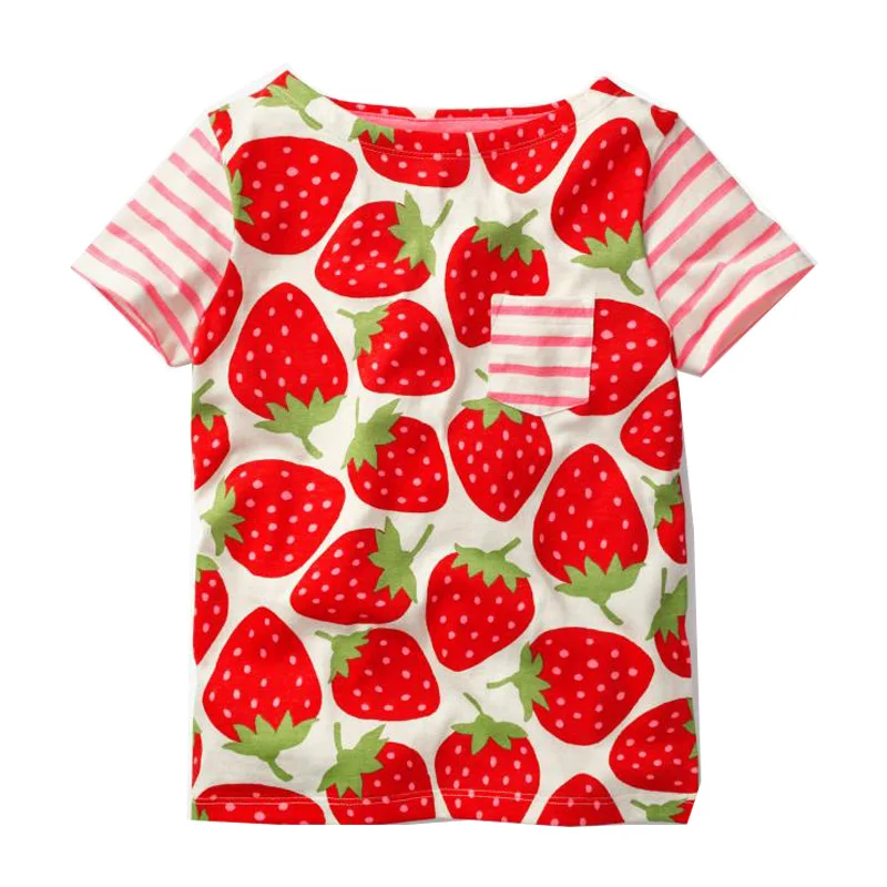 

Jumping Meters Baby Girls Summer T-shirts 2018 Brand Children T shirts for Girls Clothes Strawberry Short Sleeve Kids Shirts