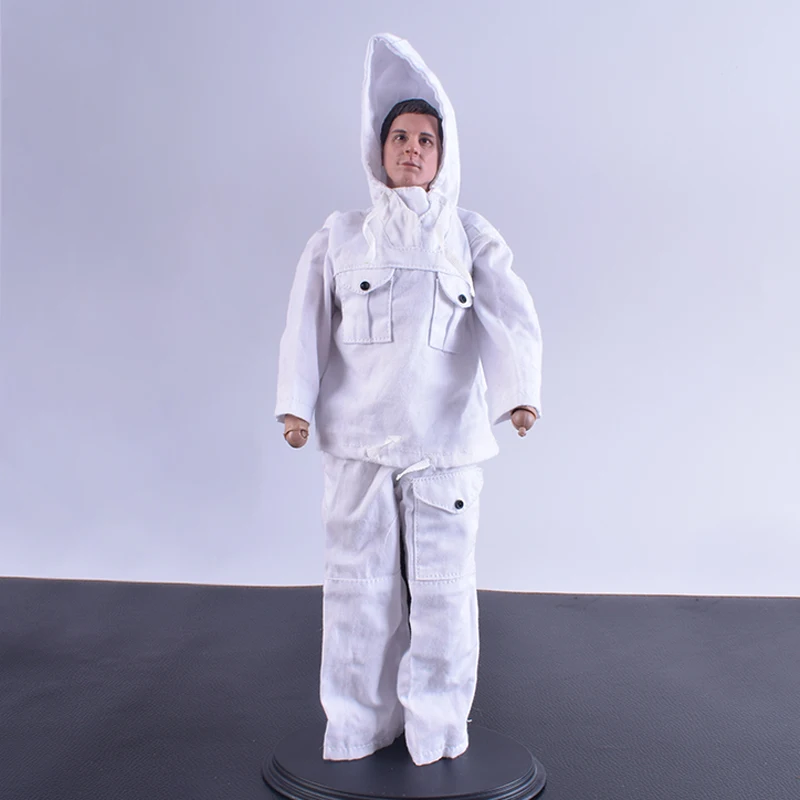 

White Male Clothing Toys Dragon 1/6 Scale WWII German Solider Winter Snow Blouse Clothes Shirt Suit Pants Hooded Fit 12"Figure
