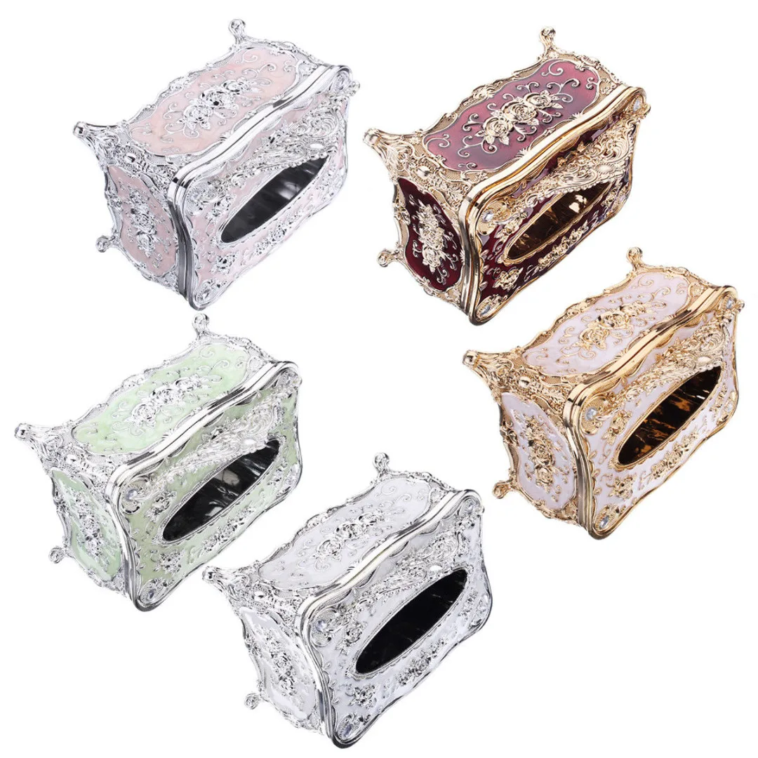 JX-LCLYL Elegant Gold Tissue Box Cover Chic Napkin Case Holder Hotel Home Decor Organizer