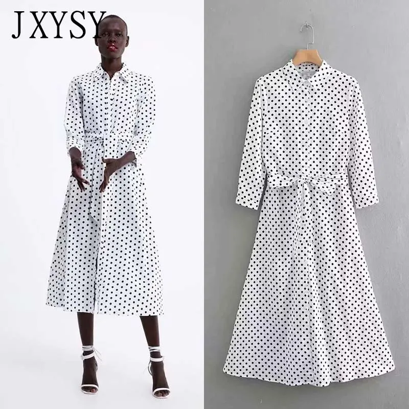 

JXYSY 2019 spring and summer dress women vestidos England Style A-Line soild polka dot vestidos de fiesta party dress