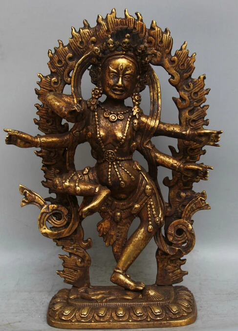 

12" Tibet Buddhism Bronze Gild 4 Arms Vajrayogini Vajravarahi Statue Sculpture R0710