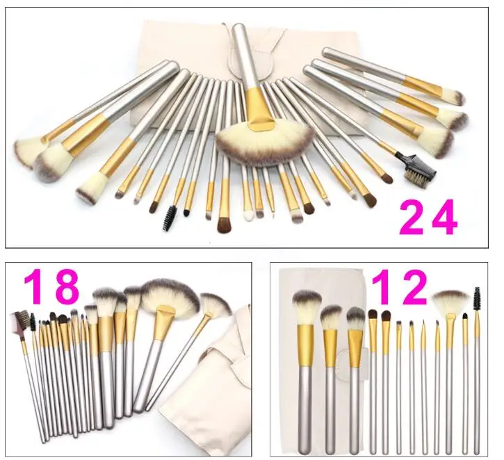 

18pcs/24pcs Makeup Brushes Set Powder Foundation Eyeshadow Make Up Brushes Cosmetics Soft Synthetic Hair With PU Leather Case