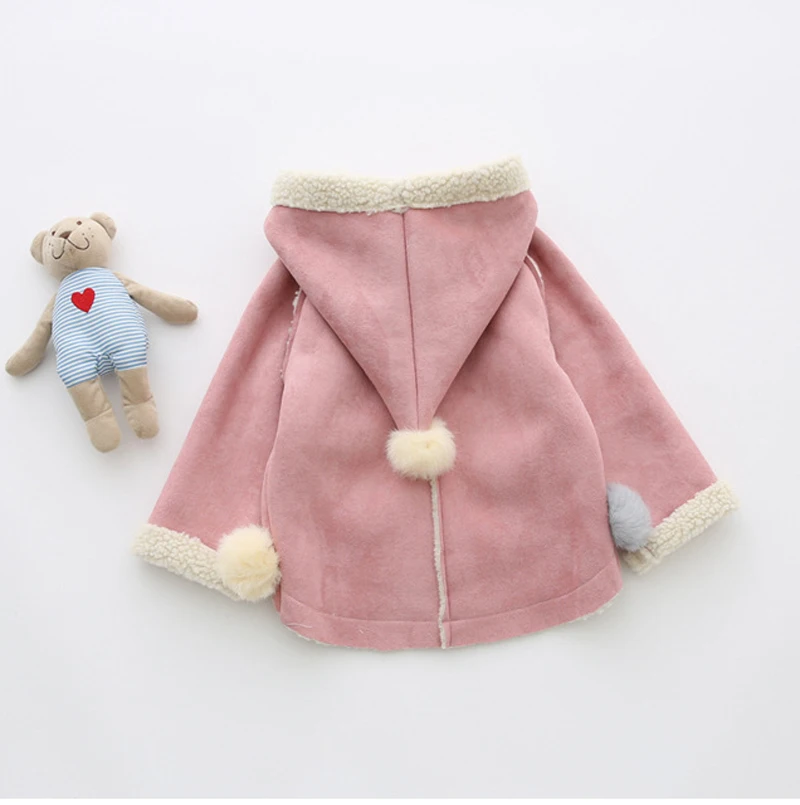 Новая Зимняя шерстяная Верхняя одежда для маленьких девочек детская одежда теплая детская куртка из плотного бархата однотонное повседневное модное пальто с капюшоном XL206