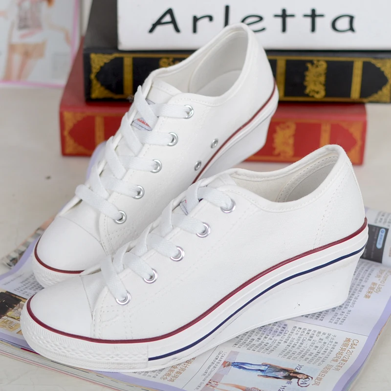Zapatos de Lona de la Moda Zapatos de Mujer nueva Plataforma de cuña 2016 Nuevo Estilo