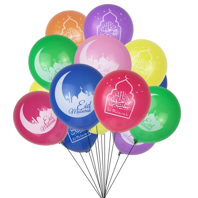 10pcs Eid mubarak Balloons, Colorful Balloons, Latex Muslim Party