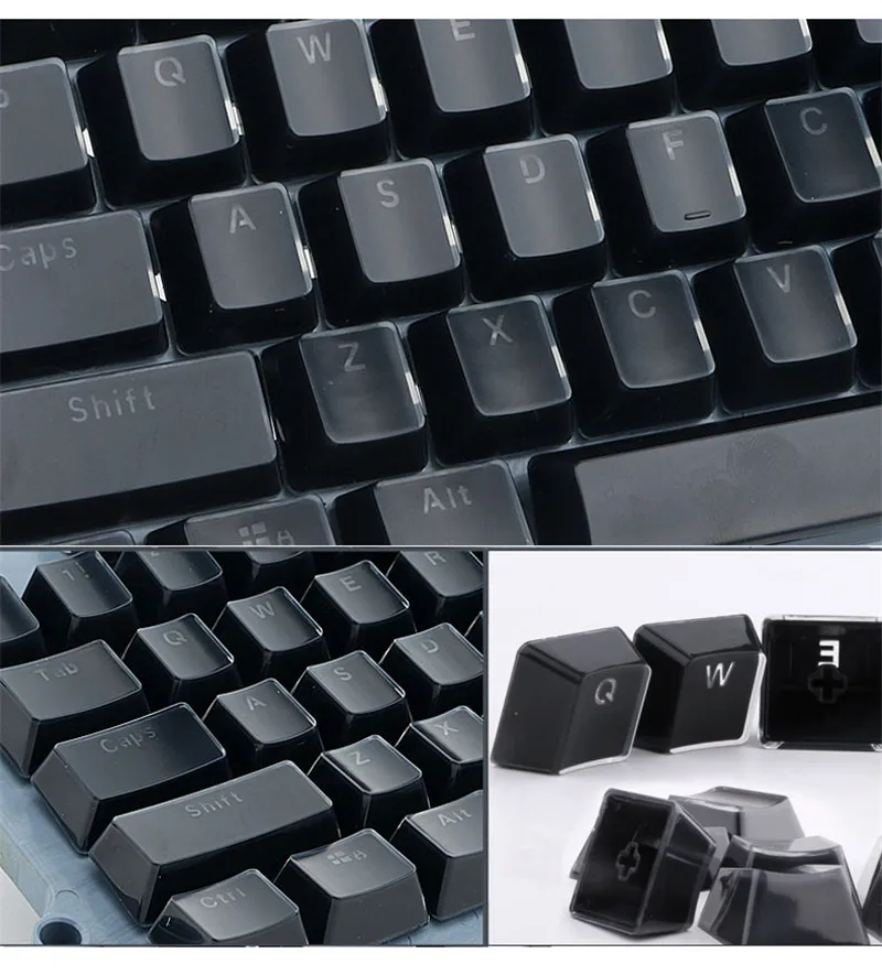 

Full Size 104 Key Double Shot Mechanical Keyboard Transparent Backlit ABS Profile Keycaps Gaming Keyboard Ice Crystal Keycaps