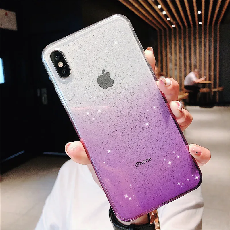 

Gradient Glitter Phone Case for iPhone X XS Max XR Bling Ultra Thin Cases For iPhone 6 6S iPhone 7 8 Plus Clear Soft TPU Cover