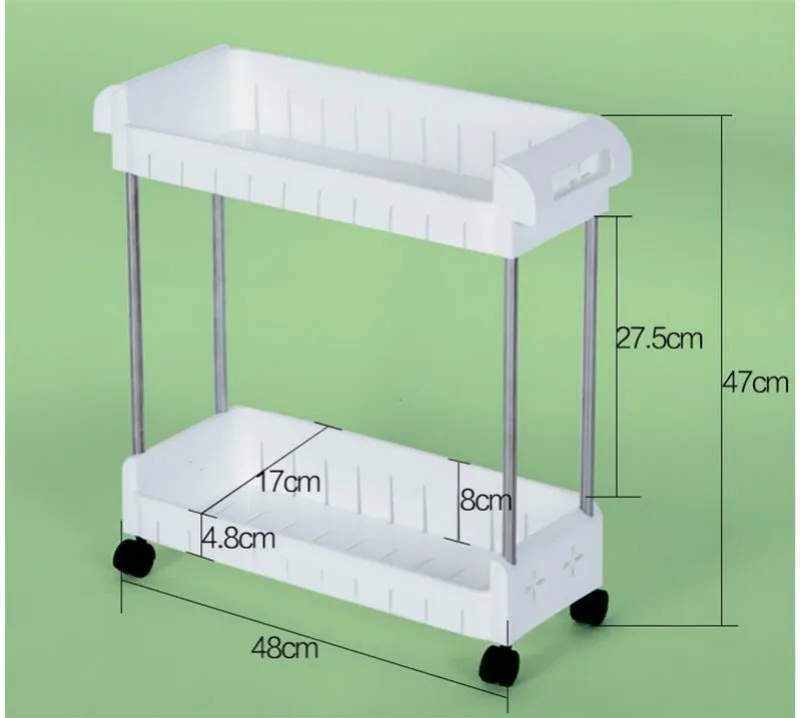 Кухня сэндвич отделочный стеллаж колесиках мобильный туалет ванная комната полка холодильник пол пластиковый стеллаж для хранения полка LM01111350 - Цвет: 2 layer