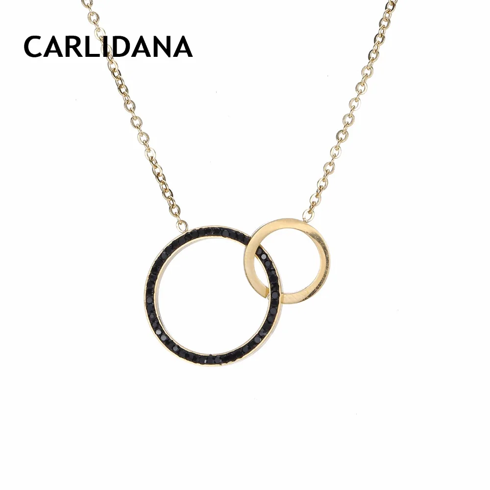 

Double Circle Stainless Steel Necklace For Women Gold Color Chain Pendants Necklace Woemn Accessory Fashion Jewelry CARLIDANA