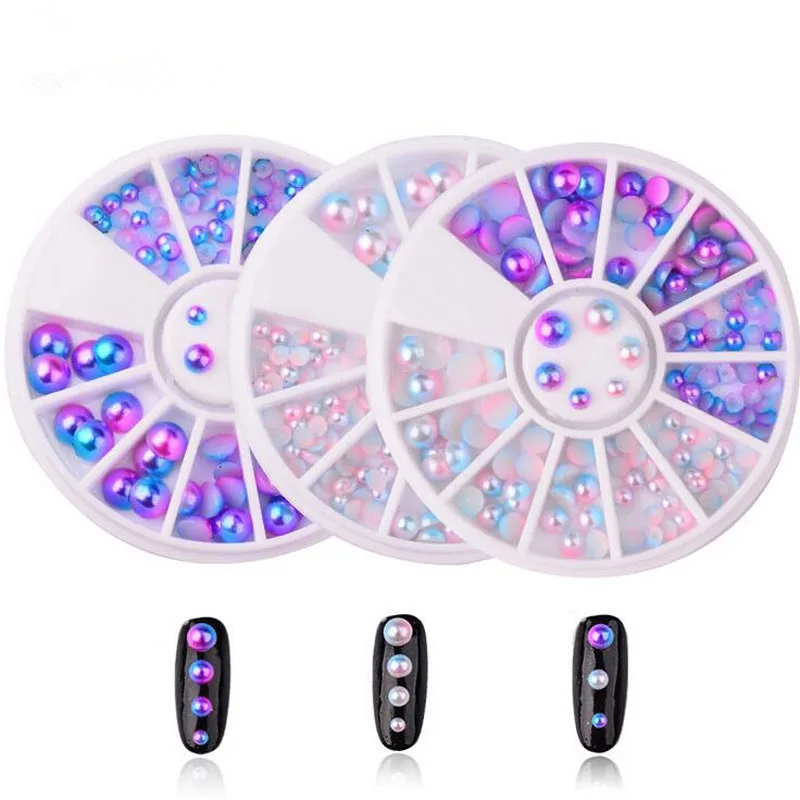 

Mixed Size Pearl Flat Magic Design Mermaid Gradient Symphony Charm Bead Wheels Nail Art 3D Tips Decorating Jewelry A0090XX
