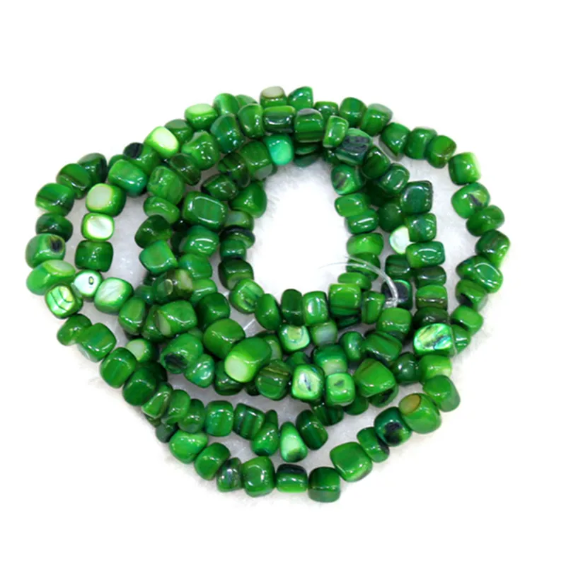 

Wholesale Gravel Shape 5-8 mm Square Natural Shell Dye Green Beads For Jewelry Making Stone Conch DIY Bracelet Necklace 34''