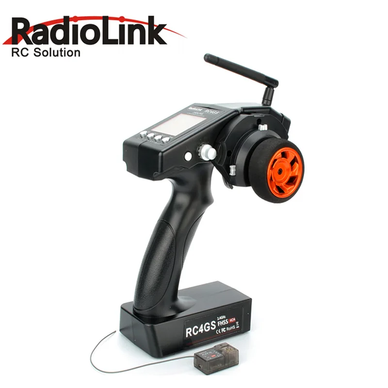RadioLink RC4GS 2,4G 4CH RC автомобиль контроллер передатчика+ R6FG гироскоп внутри приемник для 4-канального пульт ДУ для дистанционно управляемой машины лодки контроллер