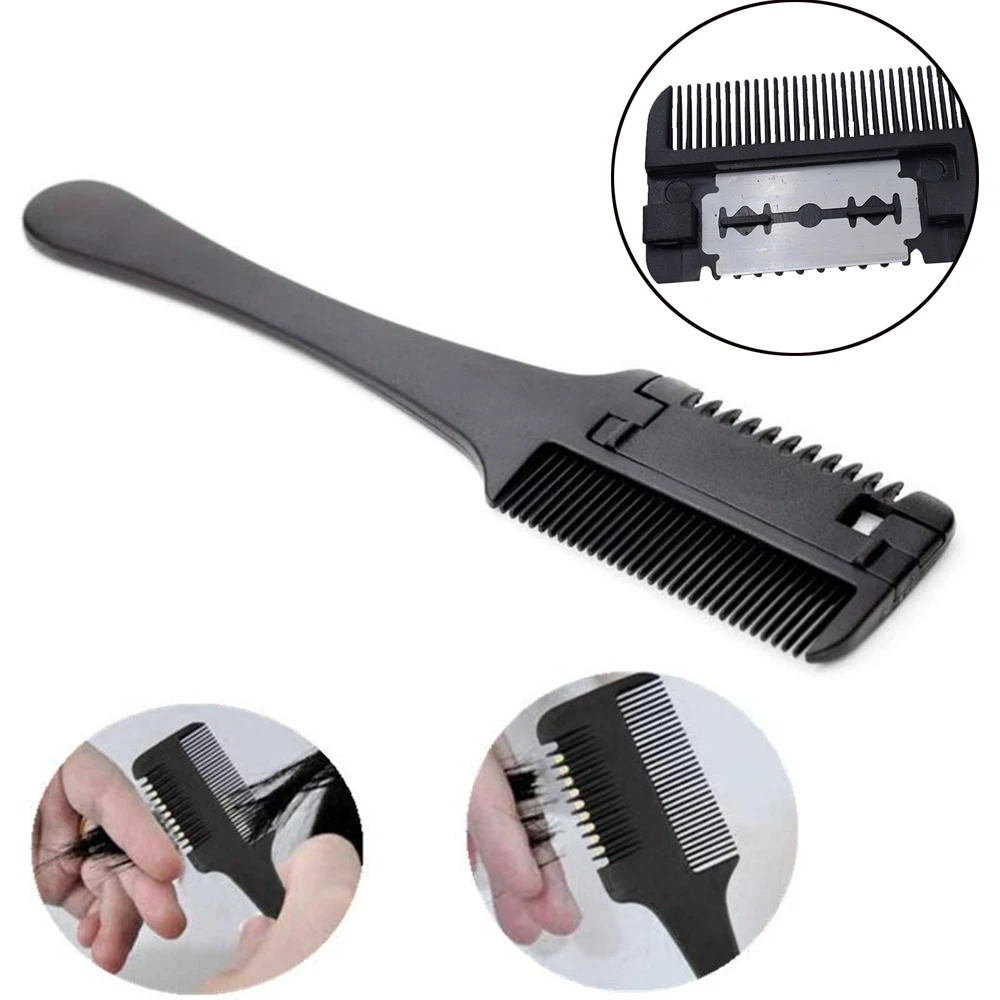 1 Pc Professional Hair Razor Comb Black Handle Hair Razor Cutting ...