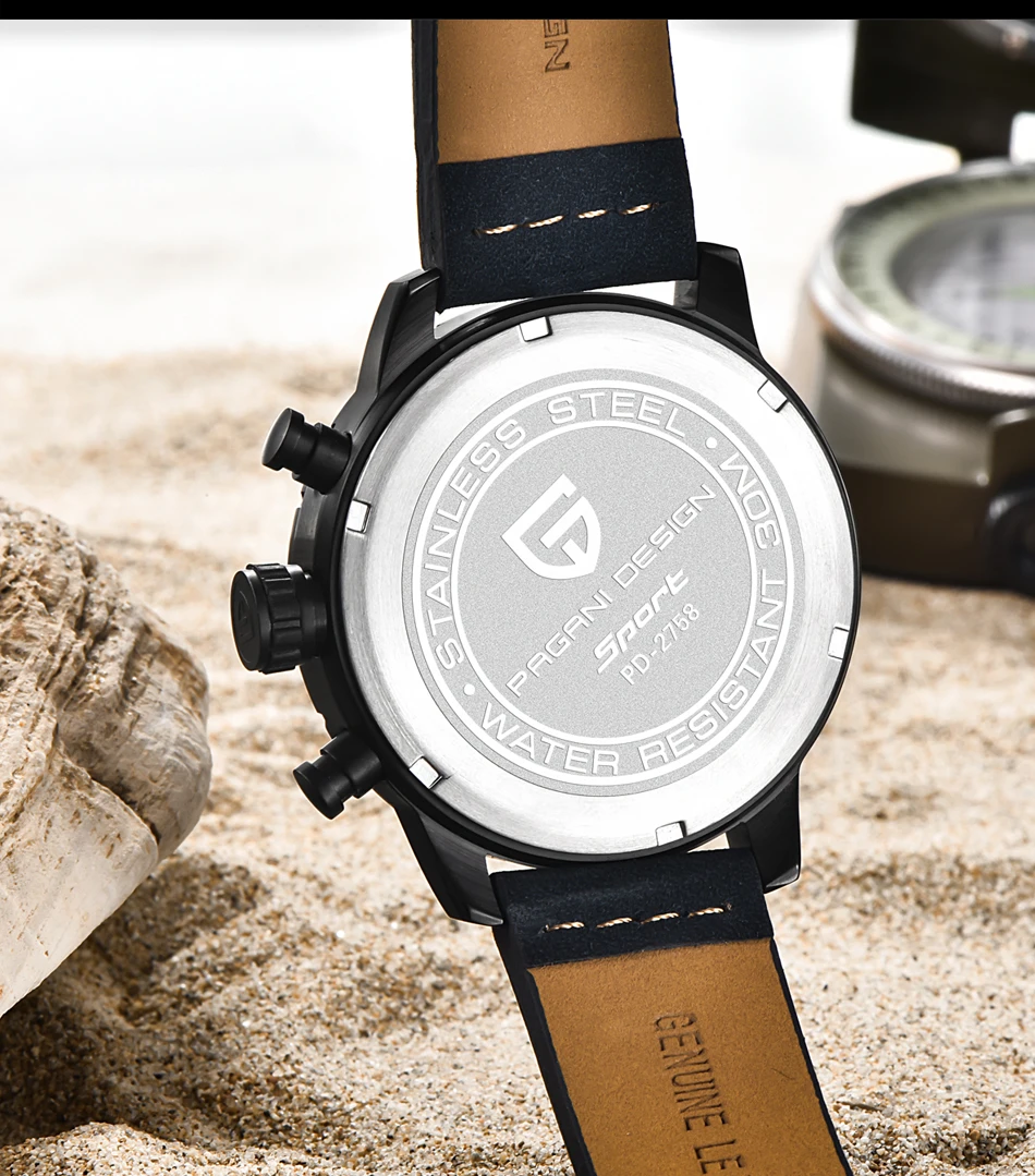 Часы мужские водонепроницаемые Хронограф Спортивные кварцевые часы люксовый бренд PAGANI Дизайн военные наручные часы relogio masculino