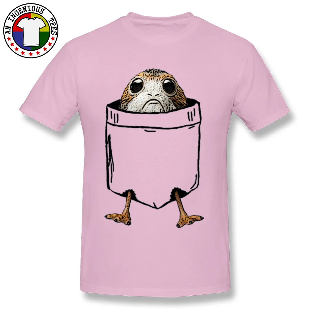 3D Printed Pocket Porg O Neck T-shirts Summer Tops Shirts Short Sleeve for Students Funky Pure Cotton Print T Shirts Pocket Porg pink