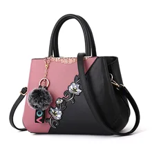 Female Stitching color Hand Bags for Women 2021 Flowers Crossbody Bags Embroidery Handbags Ladies Embroidered Shoulder Bag bolsa