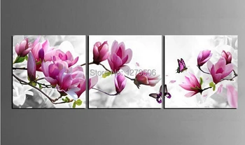 

3 Panel Free Shipping Hot Sell Modern Wall Painting Pure Pink Flowers Home Wall Art Pictures Paint On Canvas For Bedroom