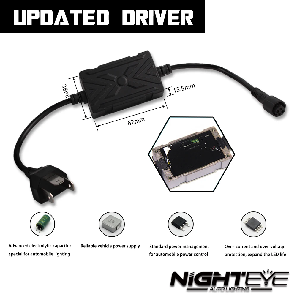 Nighteye светодиодный H4/HB2/9003 H13 9005 9006 9007 H7 H11 60 Вт 10000LM Автомобильный светодиодный фары H1 H3 Противотуманные огни 3000K 6500K 8000K "подключи и играй"