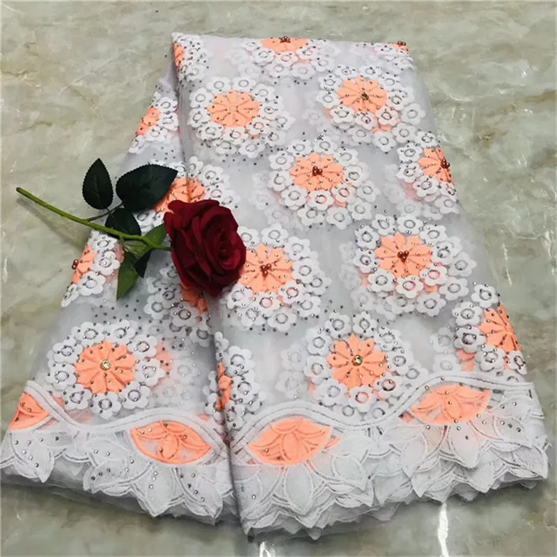 2019 African Cord Lace High Quality French Fabric With Stones Gold For Nigerian Wedding Dress | Дом и сад