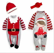 NEW ARRIVAL Xmas Santa Claus Toddler Baby Boy Girl Romper Jumpsuit Hat Headband Outfits Sets