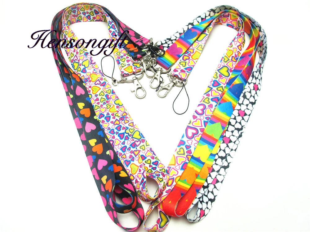 Hensongift الفتيات قلوب مفتاح الحبل ID شارة حاملي القلب الهاتف المحمول الرقبة الأشرطة Hensongift الفتيات قلوب مفتاح الحبل ID شارة حاملي القلب الهاتف المحمول الرقبة الأشرطة